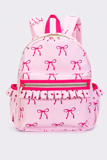 Bow Print Ruffle Backpack
